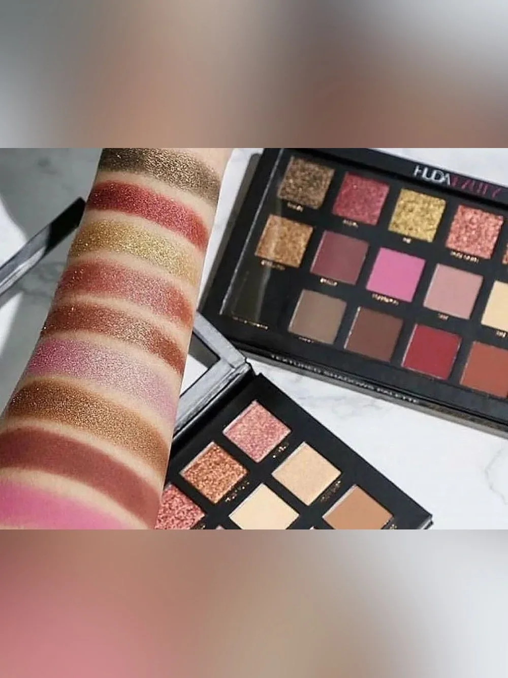 DISCONTINUED HUDA BEAUTY Rose Gold Textured Eyeshadow Palette neutral matte chic